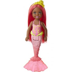 Barbie Dreamtopia Chelsea Mermaid Doll, 6.5-inch with Coral-Colored Hair and Tail