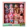 Lot de 8 Mini Poupées Reborn, Mini Reborn Bebe Réaliste Fille avec Vêtements PVC Lavable Poupée à La Main Miniatures Poupées 