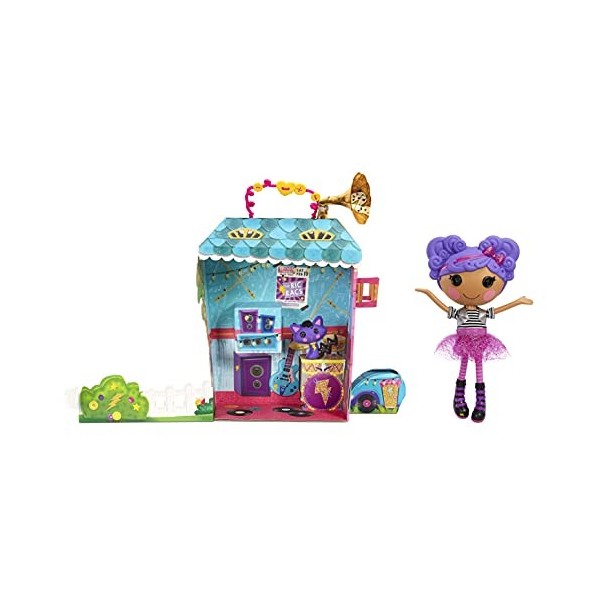 Lalaloopsy Poupée Storm E. Sky & Cool Cat – Poupée Violette joueuse de Rock de 33 cm dotée d’1 Tenue Rose/Noire & Chaussures.