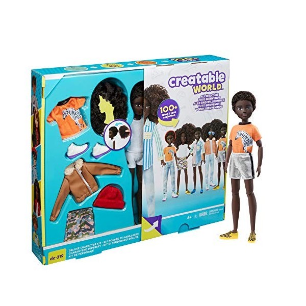 Creatable World Kit Complet, poupée personnalisable aux cheveux bruns avec vêtements et accessoires, jouet pour enfant à part