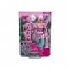 Coffret pour Barbie Sport dhiver - Poupee snowbordeuse avec Accessoires - Blonde, articulee - Set metier Sportive et Carte T