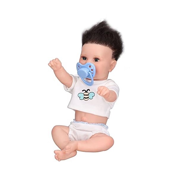 LBEC Poupée BéBé, Cadeau danniversaire Animé Poupée en Silicone avec Biberon pour la FêTe de NoëL poupée garçon Blanc maddi