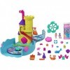 Polly Pocket Coffret Aquarium à Bulles, thème aquatique, avec piscine, 2 mini-figurines Polly et sirène, savon à bulles et 18