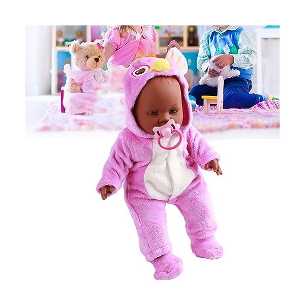 BROLEO Poupée bébé Reborn, Sucette Réaliste, Lavable, 16 Pouces de Hauteur, Couleur Peau Noire, pour Enfants, pour à la Maiso