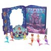 Princesses Disney Coffret Livre d’Histoires Ariel et Ses sœurs, avec 7 Mini-poupées sirènes, Figurines et Accessoires, Jouet 