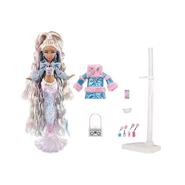 Mermaze Mermaidz Winter Waves - KISHIKO - Avec 1 poupée sirène, 1 nageoire avec changement de couleur, 1 queue remplie de pai