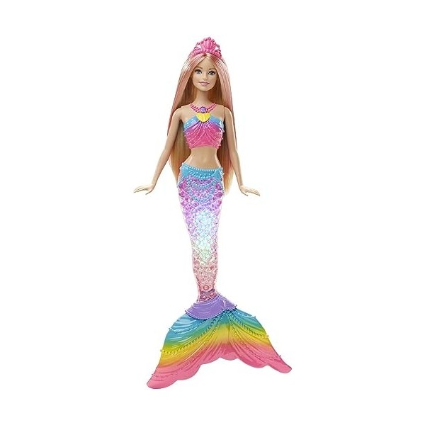 Barbie Dreamtopia poupée sirène Arc-en-ciel blonde Couleurs et Lumières à plonger dans leau, avec piles incluses, jouet pour