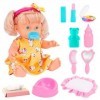 deAO 13PCS Ensemble de Jeu de poupée bébé,Accessoires Bébé Jouet Poupée Reborn,La Poupée Boit, Fait Pipi Et Fait des Bruits,a