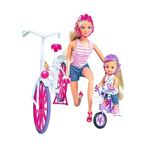 Simba - Steffi Love Promenade à Vélo avec Evi - Poupée Mannequin 29cm + Mini Poupée 12cm - 105733045