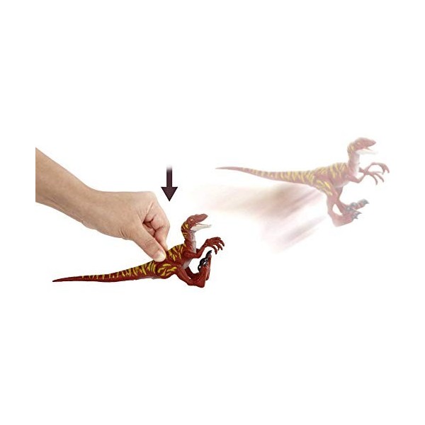 Jurassic World : la Colo du Crétacé, petite figurine articulée dinosaure Vélociraptor Rouge Attaque Sauvage, jouet pour enfan