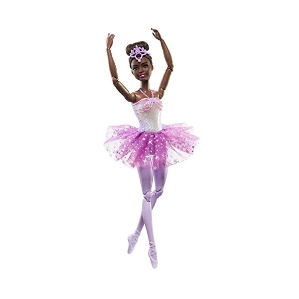 Barbie Poupée Mannequin Dreamtopia Ballerine Lumière Scintillantes, cheveux noirs articulée, avec lumière, diadème et tutu vi