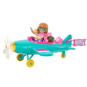 Barbie Coffret Chelsea Peut Être... Avec Poupée Pilote Chelsea et 1 Avion 2 Places, 7 Accessoires Dont 1 Chiot Inclus, Thème 