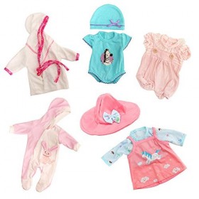 Festfun 5 Pcs Vêtements de Poupée 36cm Pyjama Robe de Poupée Poupon Salopette Habit de Poupée 36-43cm