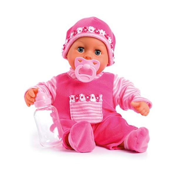 Bayer Design 93825AA, Poupon Bébé Premiers Mots, poupée parlante, interactive, avec sons de bébé, rose, 38 cm