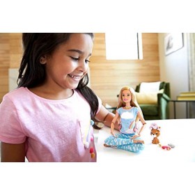 Barbie ​Breathe with Me Meditation Doll, Blonde, with 5 Lights & Guided Meditation Exercises, Puppy and 4 Emoji Accessories, 