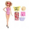 pour Barbie Vacation Glam avec Maillot de Bain Rose à Pois Blancs. Un paréo Rouge + Top + Accessoires - poupée Mannequin avec