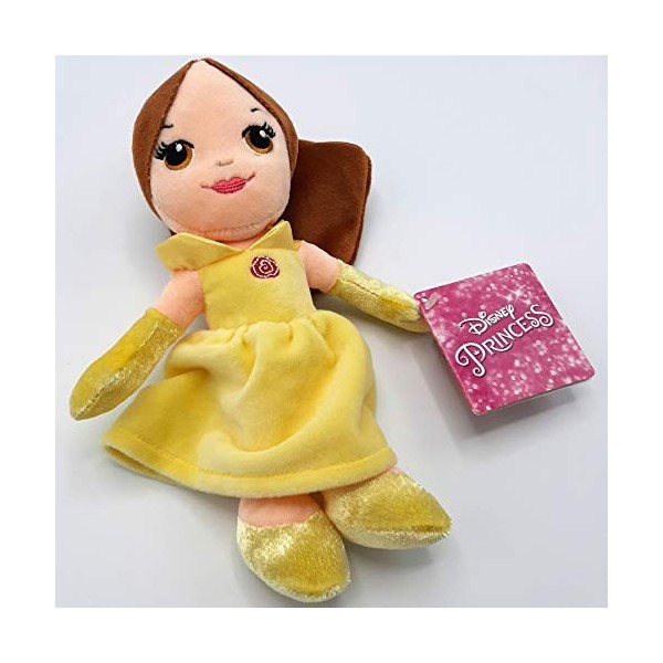 Belle 30cm Princesse Peluche Poupée Disney Princess Cheveux Bruns Robe Jaune Belle et la Bête