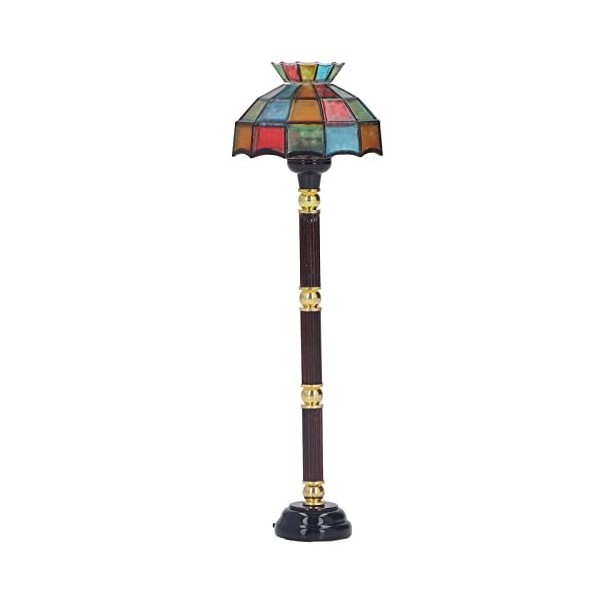 Jerys Lampe LED pour Maison de Poupée, Lampadaire Miniature Portable 1:12 Rétro Réaliste pour Décoration de Collection