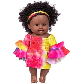 Aeromdale Poupée noire de 30 cm avec robe, jupe, bandeau, vêtements pour enfants, vacances, cadeau danniversaire – C