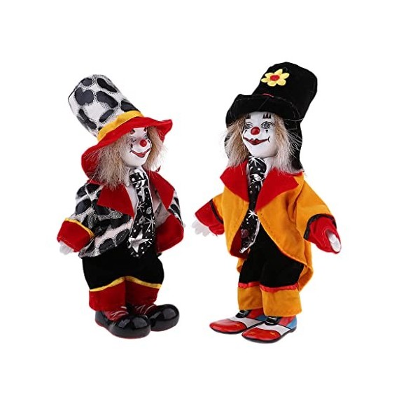 Colcolo Clown en Porcelaine 2 Pièces 18 Cm avec Belle et Visage en Céramique,