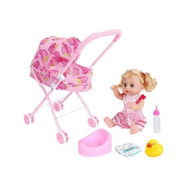 Rosixehird Poussette pour poupée - LJeu pour Chambre denfant poupée Comprend Un Jeu poupée | Coffret Cadeau Baby Doll Care 