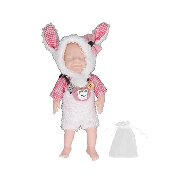 Alomejor Reborn Baby Doll 6in Soft Silicone Safe Real Touch Solid Infant Girl Doll avec des Vêtements