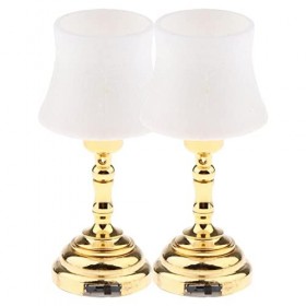 perfk 2X 1/12 Dollhouse Miniature Table LED Lights Dolls House Room Decor