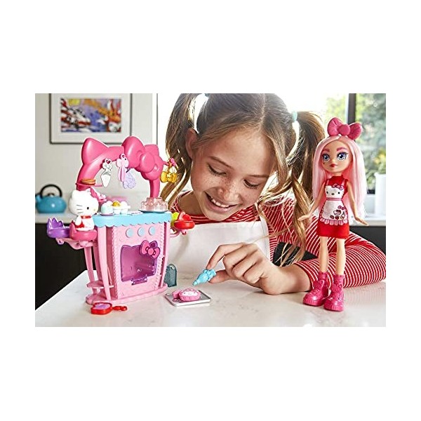 Hello KITTY Sanrio Hello Kitty coffret Cuisine avec figurine et poupée Éclair, 25 accessoires, jouet pour enfant dès 4 ans, G