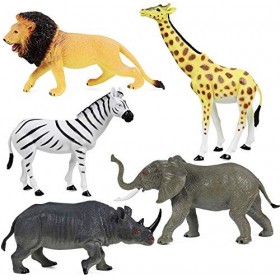 Click N Play Lot de 5 figurines danimaux géantes de 26,7 cm, assortiment de 5 pièces, au design réaliste, animaux sauvages,