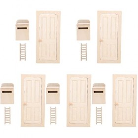 SEWACC 5 Ensembles Modèle Miniature Meubles De Maison Miniature Porte Mini-Villa Modèle De Meuble Porte De Maison Miniature S