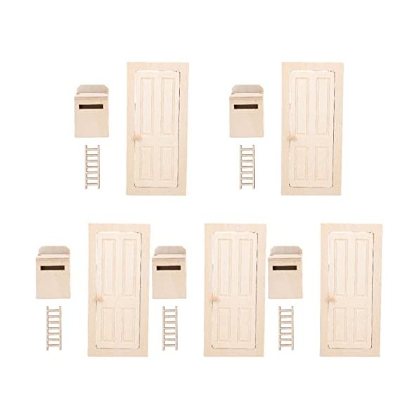 SEWACC 5 Ensembles Modèle Miniature Meubles De Maison Miniature Porte Mini-Villa Modèle De Meuble Porte De Maison Miniature S