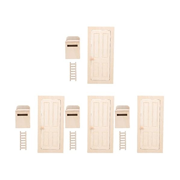 SEWACC 5 Ensembles Modèle Miniature Meubles De Maison Miniature Porte Mini-Villa Modèle De Meuble Porte De Maison Miniature S