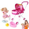 caizhe Baby Doll Nursery Playset, Accessoires pour poupée bébé avec Poussette, Ensemble Poussette poupée Fun Play pour bébés,