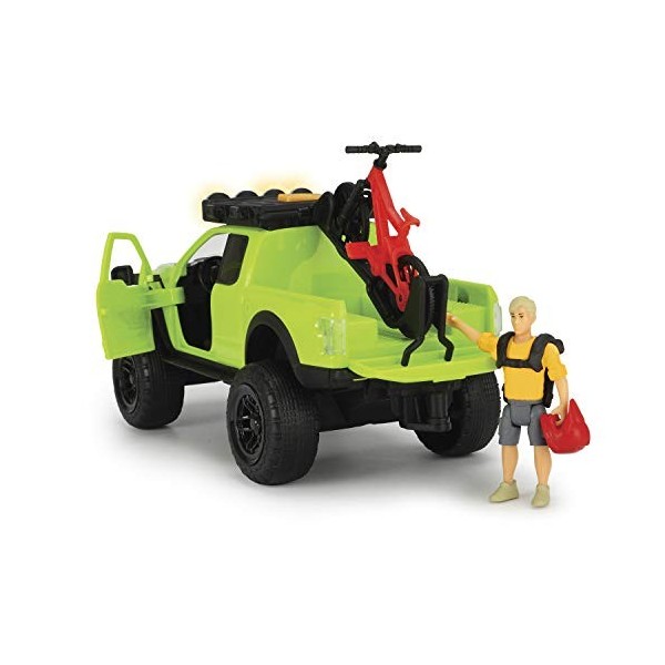 Dickie - Coffret VTT - Figurine Cycliste - Nombreux Accessoires - Véhicule Ford Raptor avec Sons et Lumières - Dès 3 Ans - 20