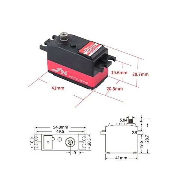 TECKEEN Servo numérique 25T PDI-4409MG 4,8-6,0 V 9 kg avec bras de rechange pour voiture télécommandée 1/8 1/10