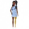 Barbie Fashionistas poupée mannequin 146 avec une prothèse de jambe, 2 nattes torsadées et une robe à imprimé étoiles, jouet