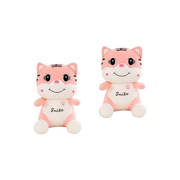 ABOOFAN 2 Pièces Jouets en Peluche Tigre Souriant Rose pour Bébés Oreillers en Peluche Décorations Lumineuses Peluche Animal 