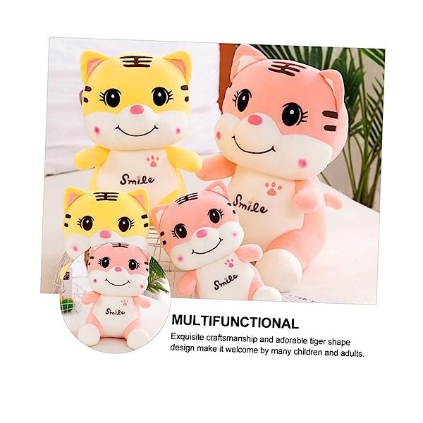 ABOOFAN 2 Pièces Jouets en Peluche Tigre Souriant Rose pour Bébés Oreillers en Peluche Décorations Lumineuses Peluche Animal 