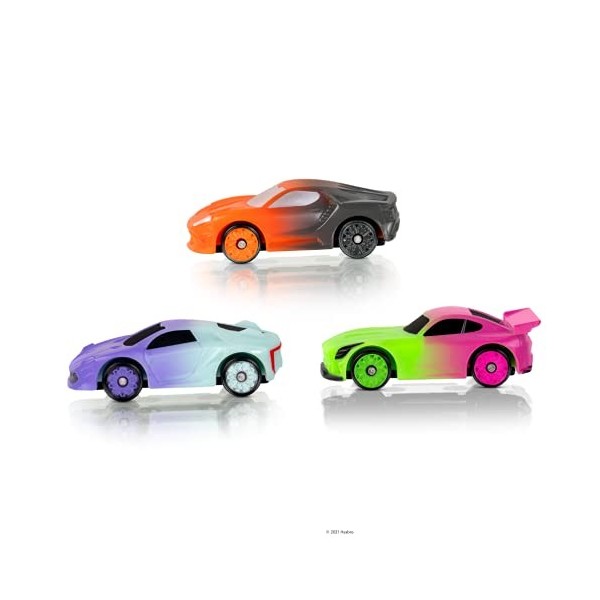 Micro Machines Starter Pack - Phase de couleur - Contient 3 véhicules, voitures de course aux couleurs fluo - Possibilité de 