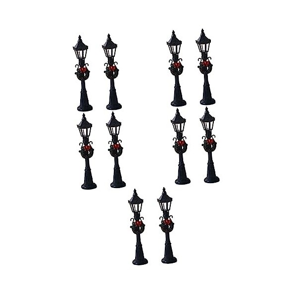 Toyvian 10 Pièces Mini Modèle De Réverbère Jardin Réverbère Maison De Poupée Miniature Lampadaires De Noël Mini Modèles De Ré