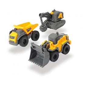 Dickie Toys Volvo Micro Builders Lot de 3 jouets de chantier, pelleteuse, 3 véhicules de construction, 2 modèles différents a
