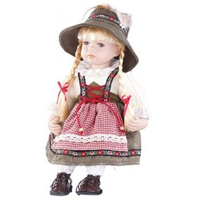 Poupée de collection en porcelaine avec costume bavarois traditionnel - Fille [Pearl]