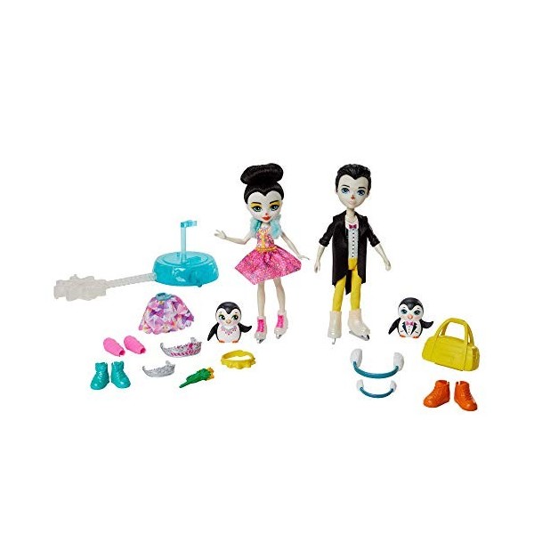 Enchantimals coffret La Patinoire des Pingouins, mini-poupées Patterson et Tux, 2 figurines animales et plus de 15 accessoire