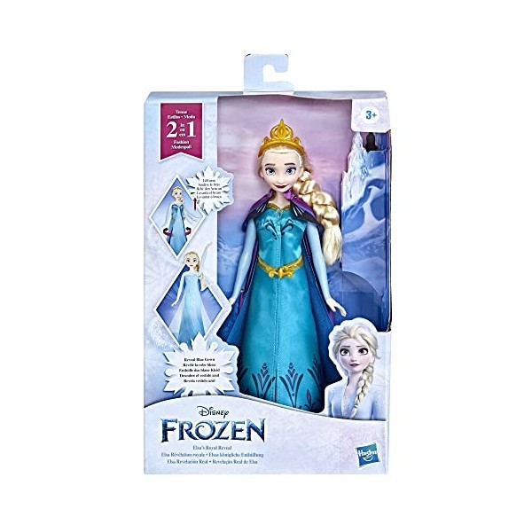 Hasbro Disney Frozen Elsas Royal Reveal, Elsa Doll with 2-in-1 Fashion Change, Frozen Toy for Kids 3 and Up