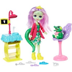 enchantimals Coffret ​le dentiste Crocodile, Mini-poupée Andie et Figurine Animale Marshy, Accessoires inclus, Jouet pour Enf