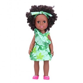 Vakitar Exquise Africaine Fille Noire Poupée Réaliste Enfants Mignonne Afro Poupée Enfant Jeu De Rôle Jouet Cadeau, pour La M