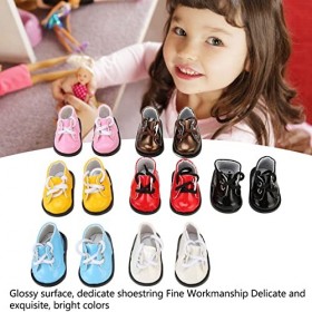 7 Paires De Chaussures de Poupée pour Fille, Chaussures De Poupée Mignonnes En Peluche Articulées En Cuir Brillant, Accessoir