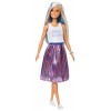 Barbie Fashionistas poupée mannequin 120 aux long cheveux blancs et mèches bleues, débardeur blanc et jupe longue colorée, j