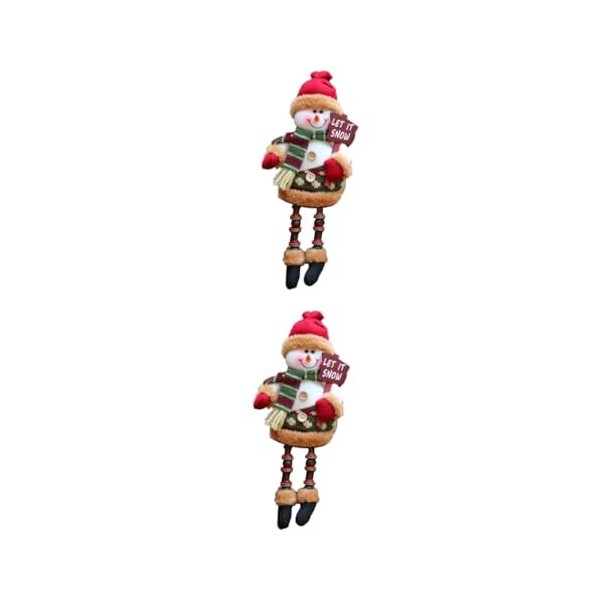 ibasenice 2 Pcs Père Noël Assis Bonhomme De Neige Renne Jouets Poupées Cadeaux De Noël Statue en Bois Décor De Vacances Étagè