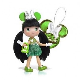 Poupée à paillettes I Love Minnie : robe verte